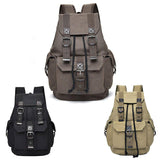 Unisex Retro Rucksack Large Capacity Travel Bag Leisure Backpack Schoolbag - Khaki - Front View