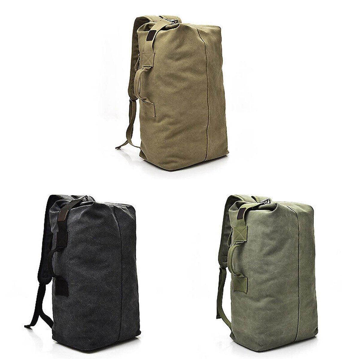 Large Capacity Travel Backpack for Men Outdoor Sports Bag Canvas Rucksack - Khaki-Small