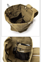 Large Capacity Travel Backpack for Men Outdoor Sports Bag Canvas Rucksack - Khaki-Small