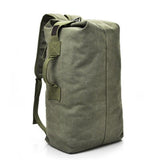 Large Capacity Travel Backpack for Men Outdoor Sports Bag Canvas Rucksack - Khaki-Small - Rear View