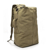 Large Capacity Travel Backpack for Men Outdoor Sports Bag Canvas Rucksack - Khaki-Small - Low Angle