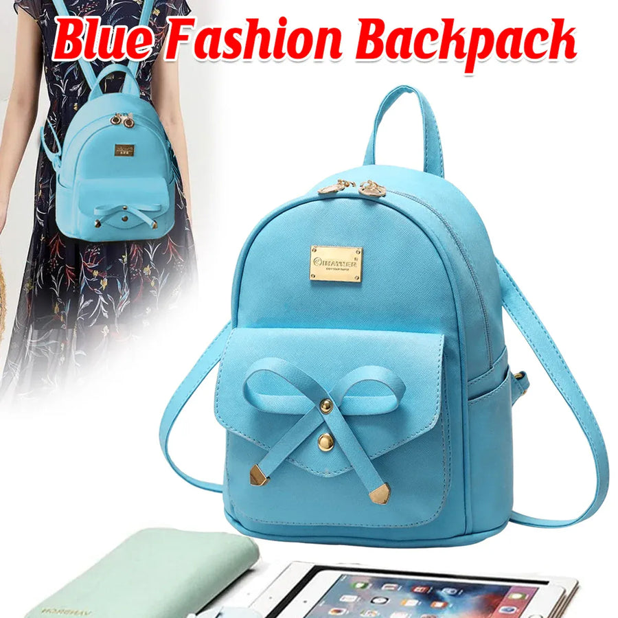 Blue Butterfly Shoulder Bag Student Schoolbag Backpack Travel Tote for Girls