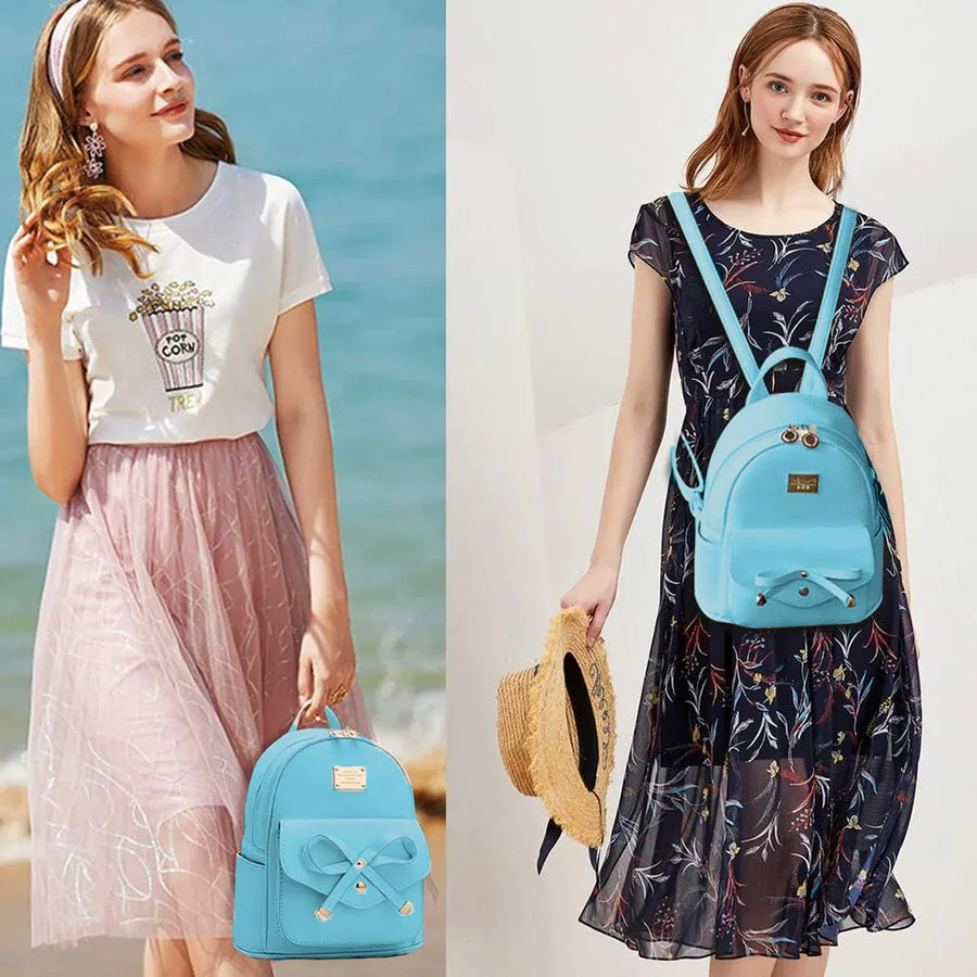 Blue Butterfly Shoulder Bag Student Schoolbag Backpack Travel Tote for Girls