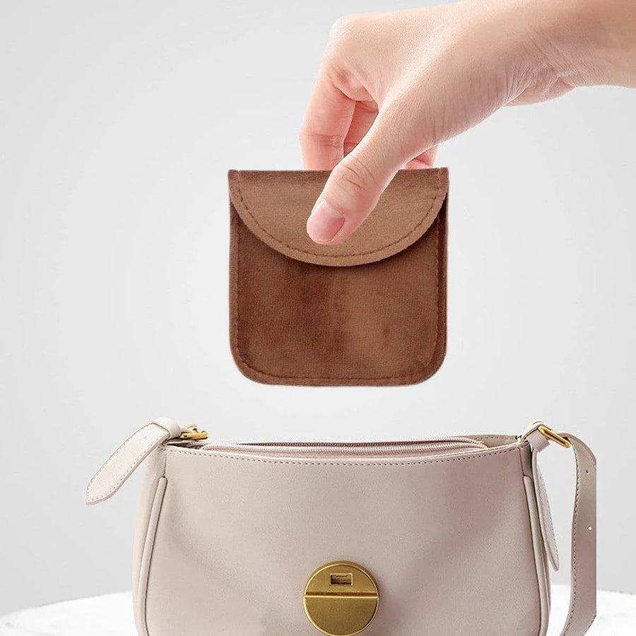 10pcs Velvet Jewelry Pouch Button Closure Thick Soft Ring Necklace Storage Bag - Brown