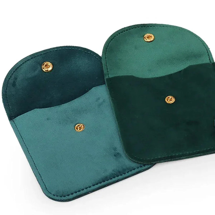 10pcs Velvet Jewelry Pouch Button Closure Thick Soft Ring Necklace Storage Bag - Brown