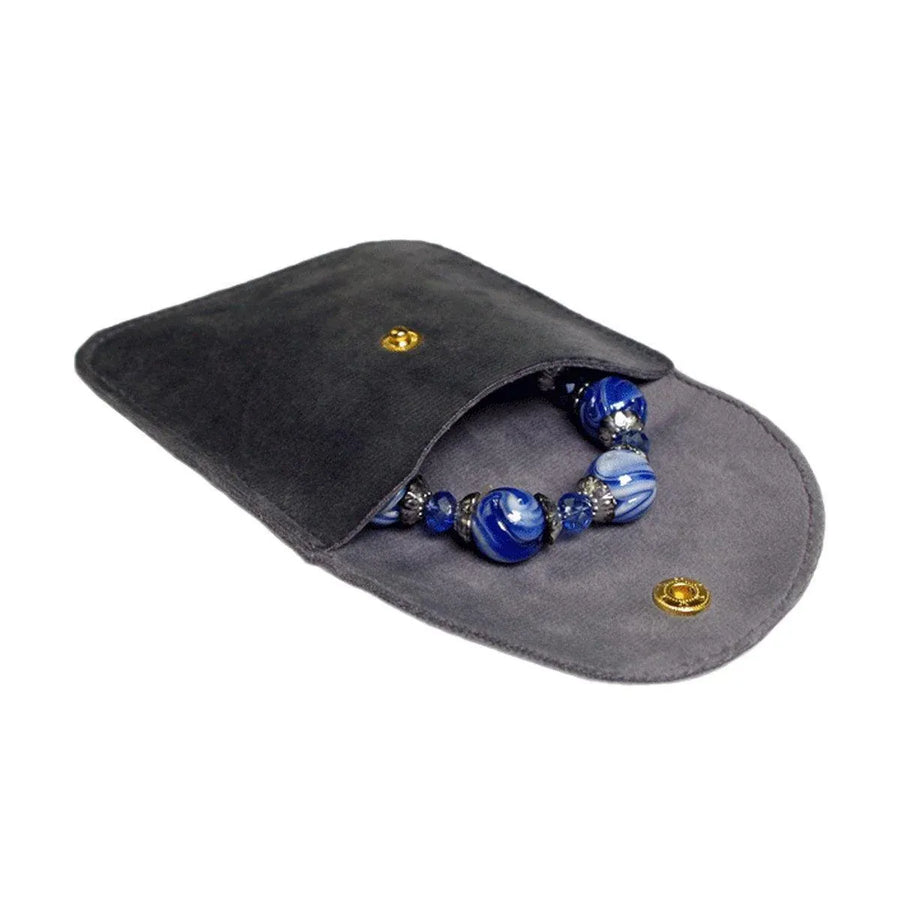 10pcs Velvet Jewelry Pouch Button Closure Thick Soft Ring Necklace Storage Bag - Brown