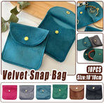 10pcs Velvet Jewelry Pouch Button Closure Thick Soft Ring Necklace Storage Bag - Grey
