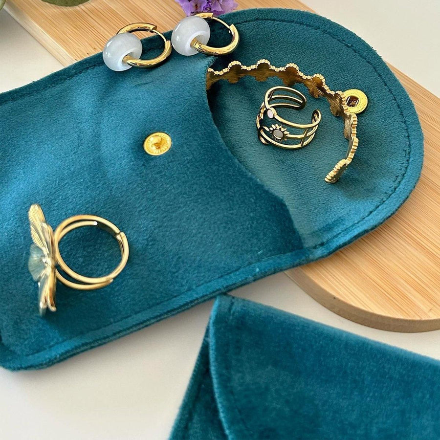 10pcs Velvet Jewelry Pouch Button Closure Thick Soft Ring Necklace Storage Bag - Grey