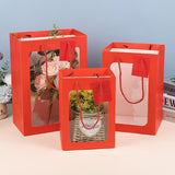 25x Thick Gift Bags with Transparent Window for Valentines Day Bouquets and Gift - Tote-Bag-25pcs-Pink-18-13-25cm - Top-Down View