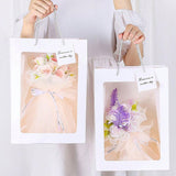 25x Thick Gift Bags with Transparent Window for Valentines Day Bouquets and Gift - Tote-Bag-25pcs-Pink-18-13-25cm - Extra Image