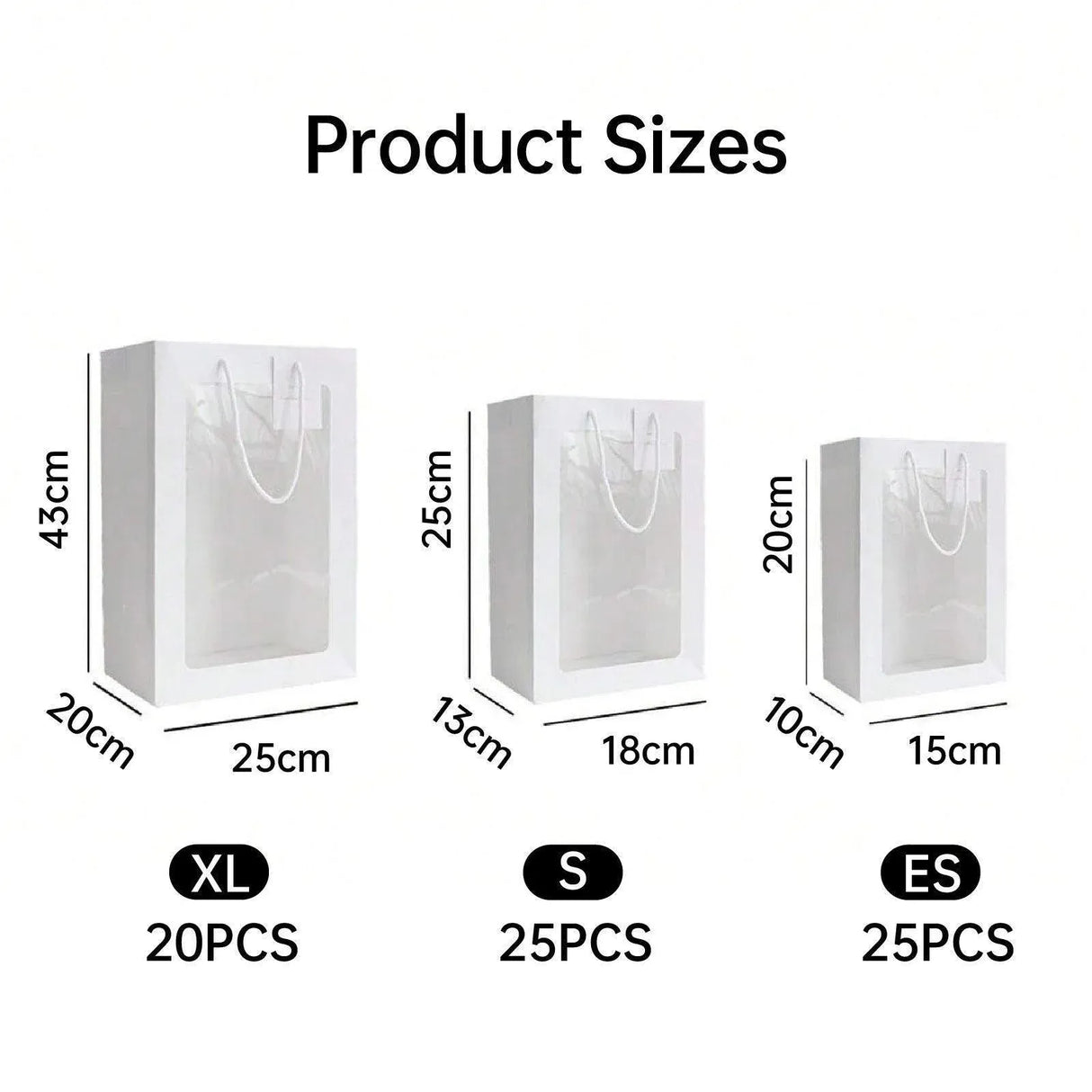25x Thick Gift Bags with Transparent Window for Valentines Day Bouquets and Gift - Tote-Bag-25pcs-Pink-18-13-25cm
