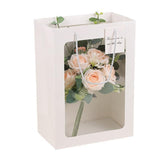 25x Thick Gift Bags with Transparent Window for Valentines Day Bouquets and Gift - Tote-Bag-25pcs-Red-18-13-25cm - Side View