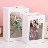 25x Thick Gift Bags with Transparent Window for Valentines Day Bouquets and Gift - Tote-Bag-25pcs-Red-18-13-25cm - Extra Image