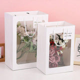 25x Thick Gift Bags with Transparent Window for Valentines Day Bouquets and Gift - Tote-Bag-25pcs-Red-18-13-25cm - Extra Image