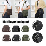 Mens Crossbody Shoulder Bag Travel Messenger Bag Casual Handbag for Boys and Men - Brown-4 zippers