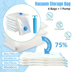 6PCS Vacuum Storage Bags Space Saving for Clothes Bedding Travel