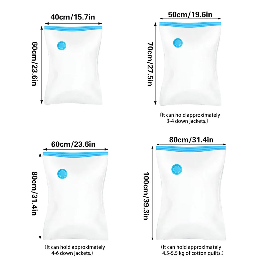 6PCS Vacuum Storage Bags Space Saving for Clothes Bedding Travel