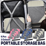 6PCS Compression Packing Cubes Expandable Luggage Storage Bag Travel Packing Bag - Navy