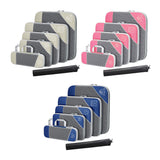 6PCS Compression Packing Cubes Expandable Luggage Storage Bag Travel Packing Bag - Pink - Front View