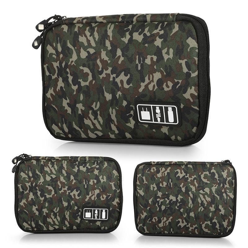 Electronic Accessories Storage USB Cable Organizer Bag Case Drive Travel Insert - Army