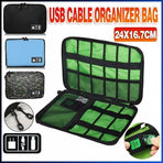 Electronic Accessories Storage USB Cable Organizer Bag Case Drive Travel Insert - Army