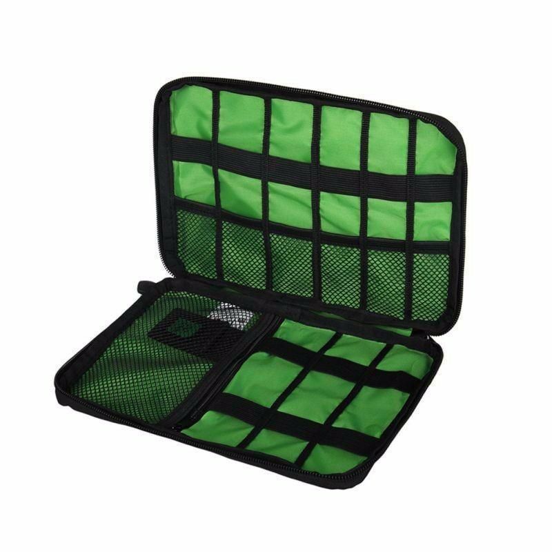 Electronic Accessories Storage USB Cable Organizer Bag Case Drive Travel Insert - Army