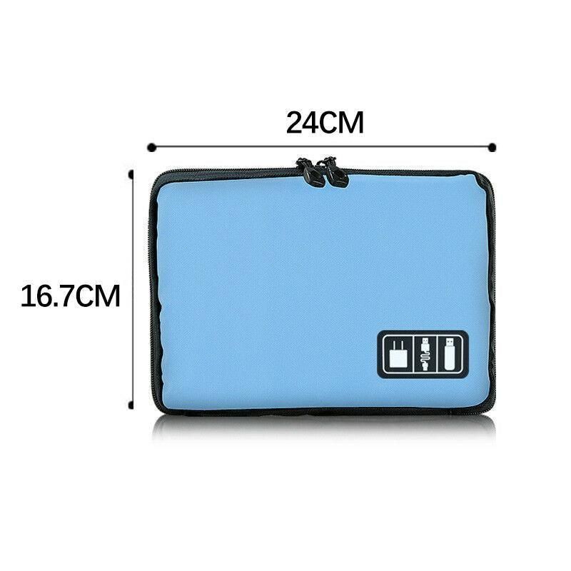 Electronic Accessories Storage USB Cable Organizer Bag Case Drive Travel Insert - Army