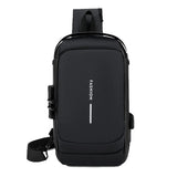 Multifunctional Combination Lock Chest Bag with USB Charging Port - Front View