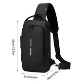 Multifunctional Combination Lock Chest Bag with USB Charging Port - Side View