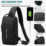 Multifunctional Combination Lock Chest Bag with USB Charging Port - Top-Down View