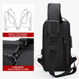 Multifunctional Combination Lock Chest Bag with USB Charging Port - Rear View