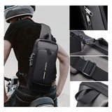 Multifunctional Combination Lock Chest Bag with USB Charging Port - Low Angle