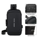Multifunctional Combination Lock Chest Bag with USB Charging Port - Extra Image