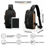 Multi-Function Password Lock Shoulder Bag Anti-Theft Crossbody Sling Bag Travel - Side View