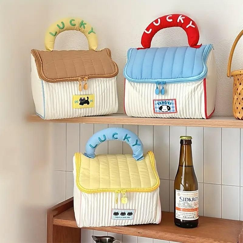 Cute Cabin Cosmetic Bag Large Capacity Portable Travel Storage Handheld Wash Bag - Brown
