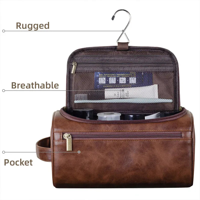 Large Capacity Waterproof Travel Toiletry Bag Cosmetic Organizer Multifunctional - Brown