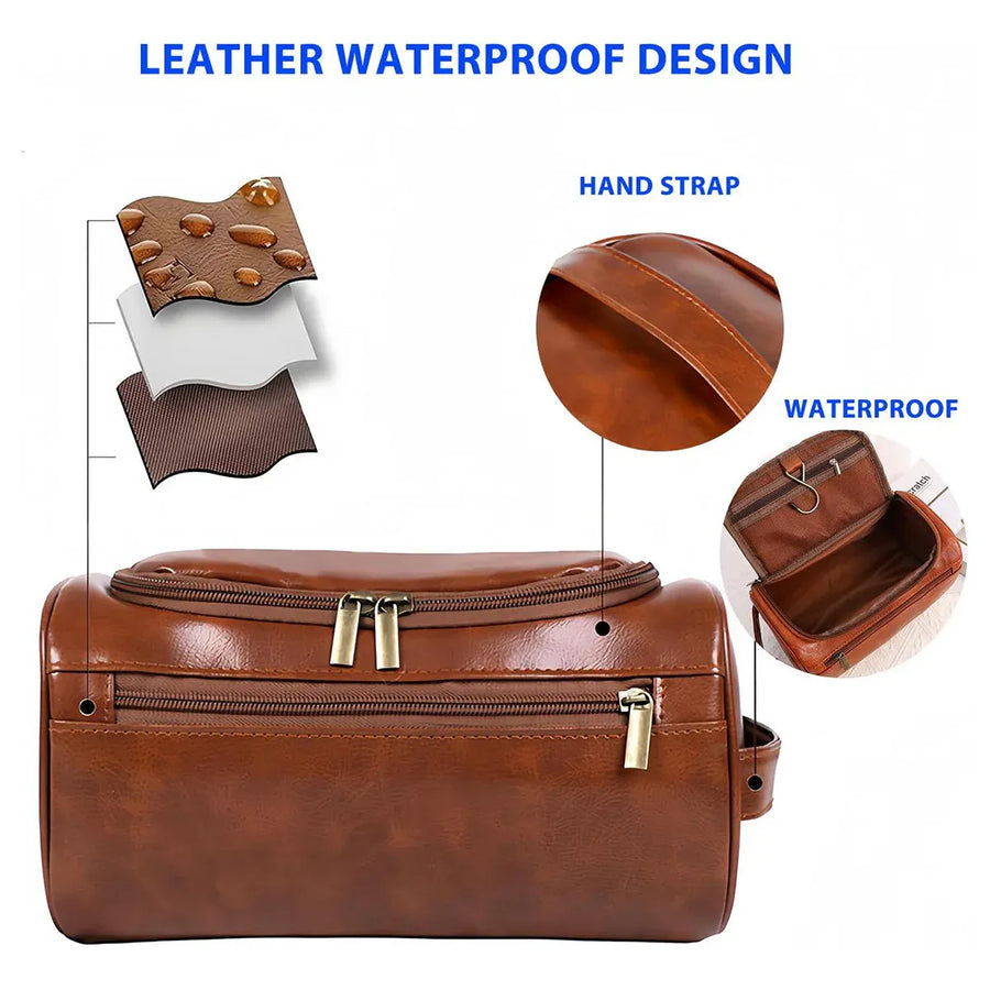 Large Capacity Waterproof Travel Toiletry Bag Cosmetic Organizer Multifunctional - Brown