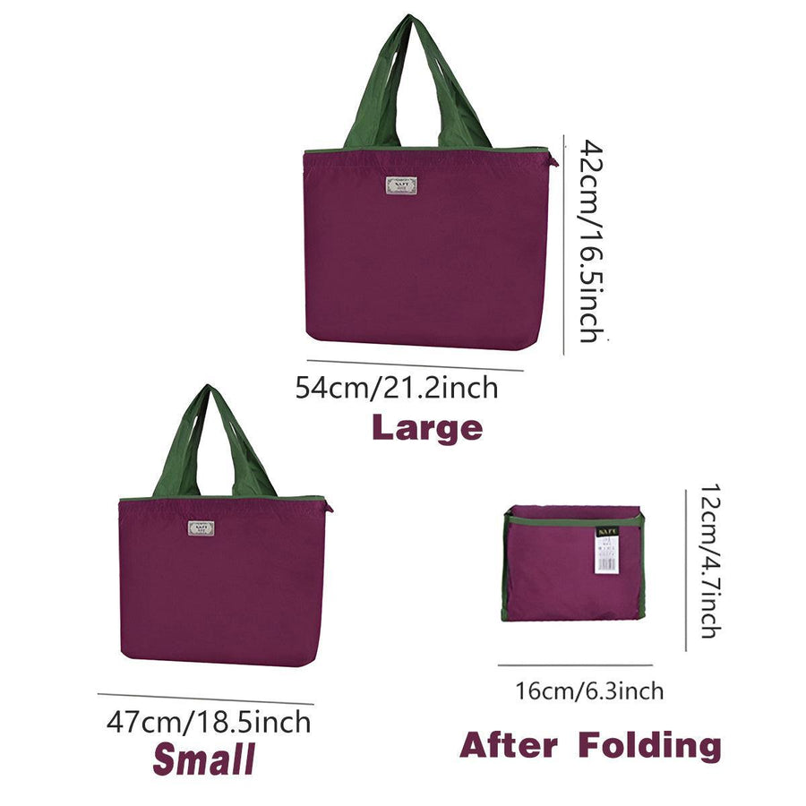 Ultra-Light Foldable Large Capacity Portable Shopping Bag with Drawstring Mouth - Fluorescent Green - S