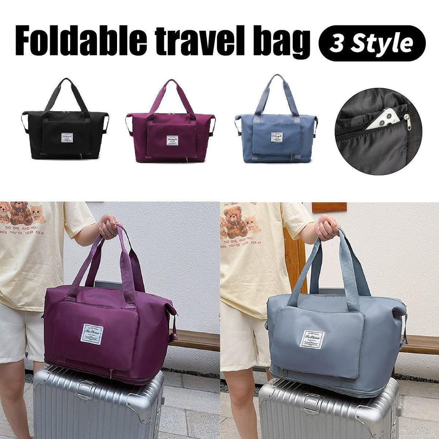 Large Capacity Travel Bag Foldable Luggage Tote Lightweight Storage Duffel Bag - Black