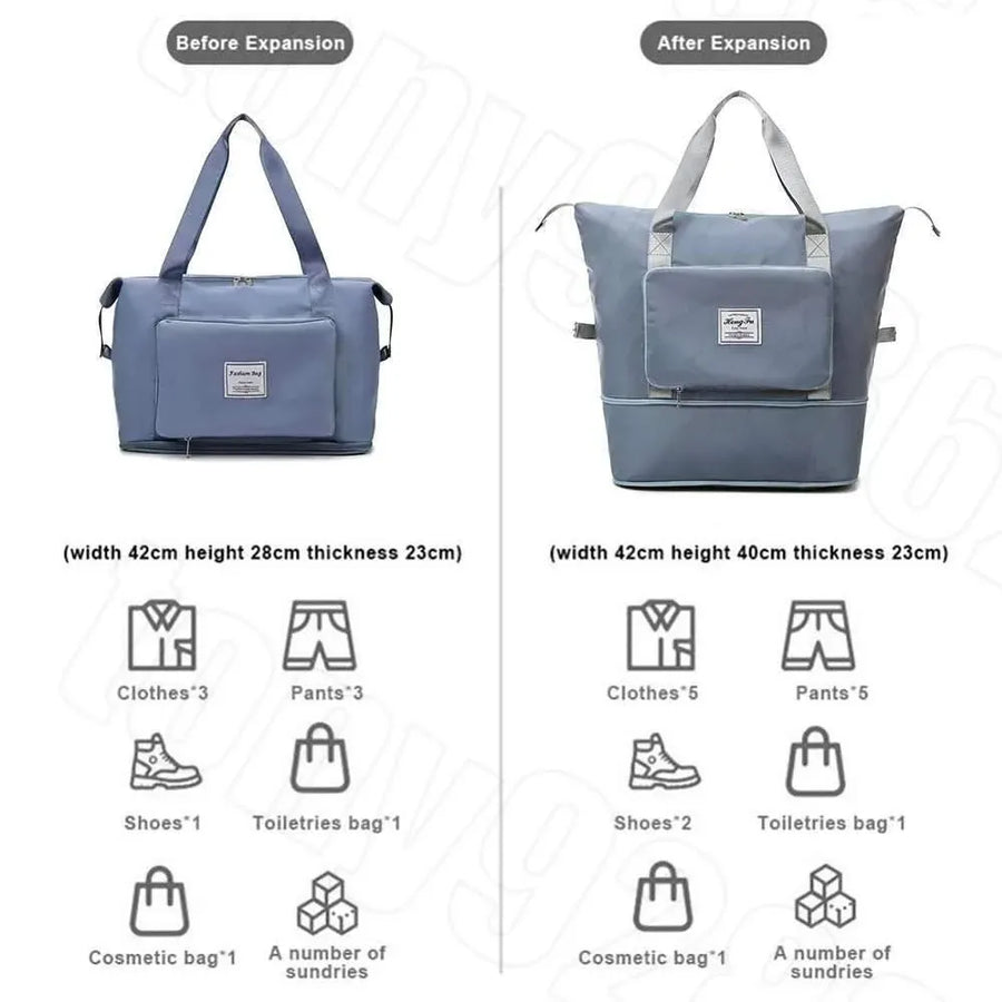 Large Capacity Travel Bag Foldable Luggage Tote Lightweight Storage Duffel Bag - Purple