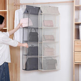 Grey Bag Storage Holder Wardrobe Closet Hanging Handbag Organizer 2/3/4 Pockets Shelf - 4 Layers - 45-Degree Angle