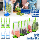 8PCS Kitchen Bag Holder Stand Plastic Storage Rack Food Storage Bag Organizer