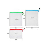 Up 15X Eco Friendly Reusable Mesh Produce Bags Superior Double Stitched Strength - 5PCS Medium Green - Top-Down View