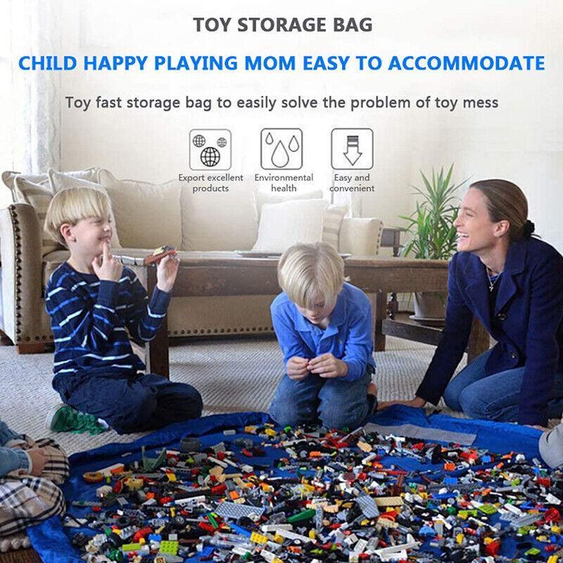 150cm Play Mat Bag Portable Toy Storage Organizer with Drawstring Closure - Purple