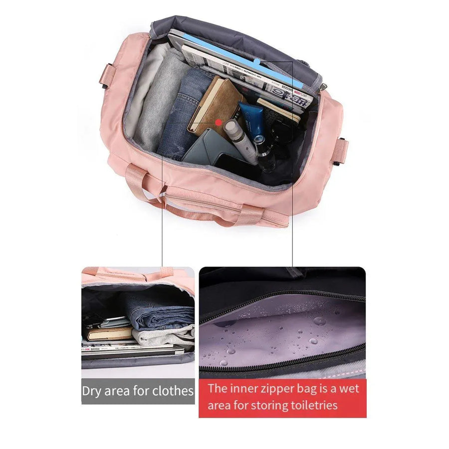 Unisex Waterproof Portable Travel Luggage Carry On Shoulder Hand Duffle Bag - Purple