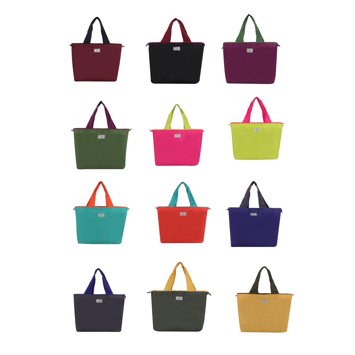 Ultra-Light Foldable Large Capacity Portable Shopping Bag with Drawstring Mouth - Purple - L
