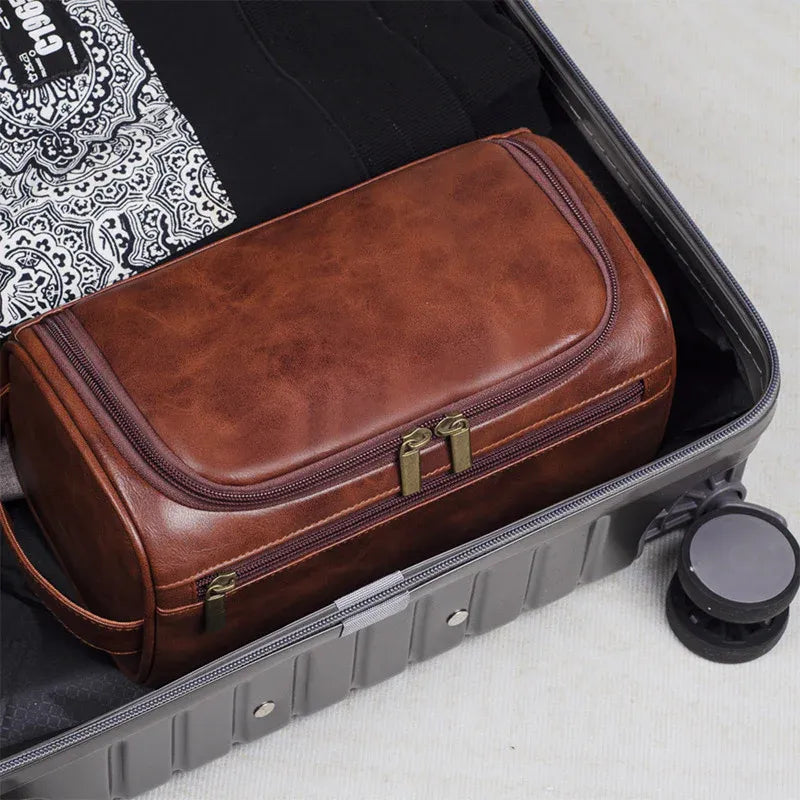Large Capacity Waterproof Travel Toiletry Bag Cosmetic Organizer Multifunctional - Red Brown