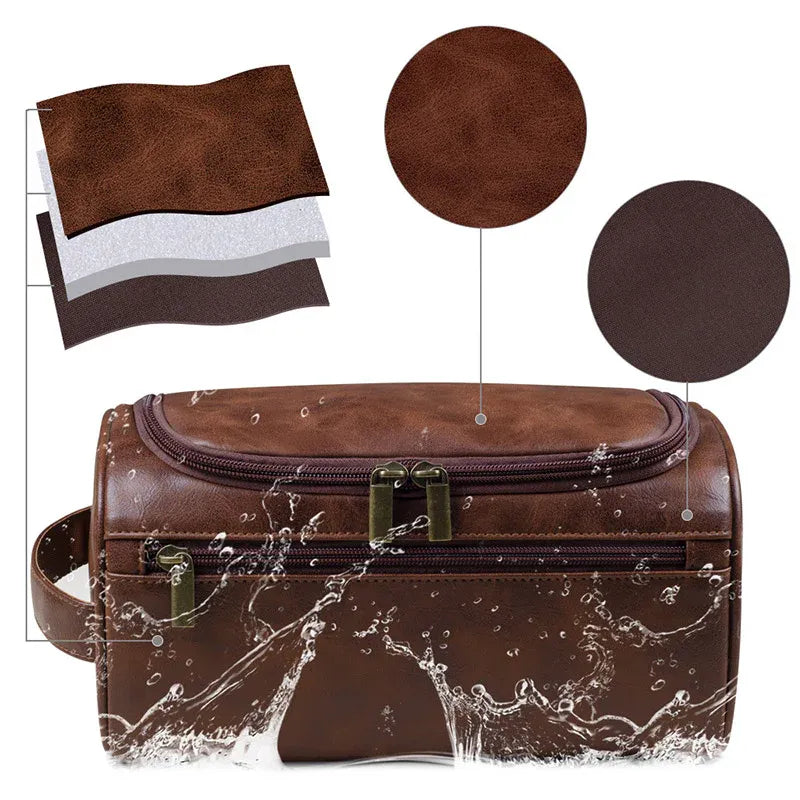 Large Capacity Waterproof Travel Toiletry Bag Cosmetic Organizer Multifunctional - Red Brown