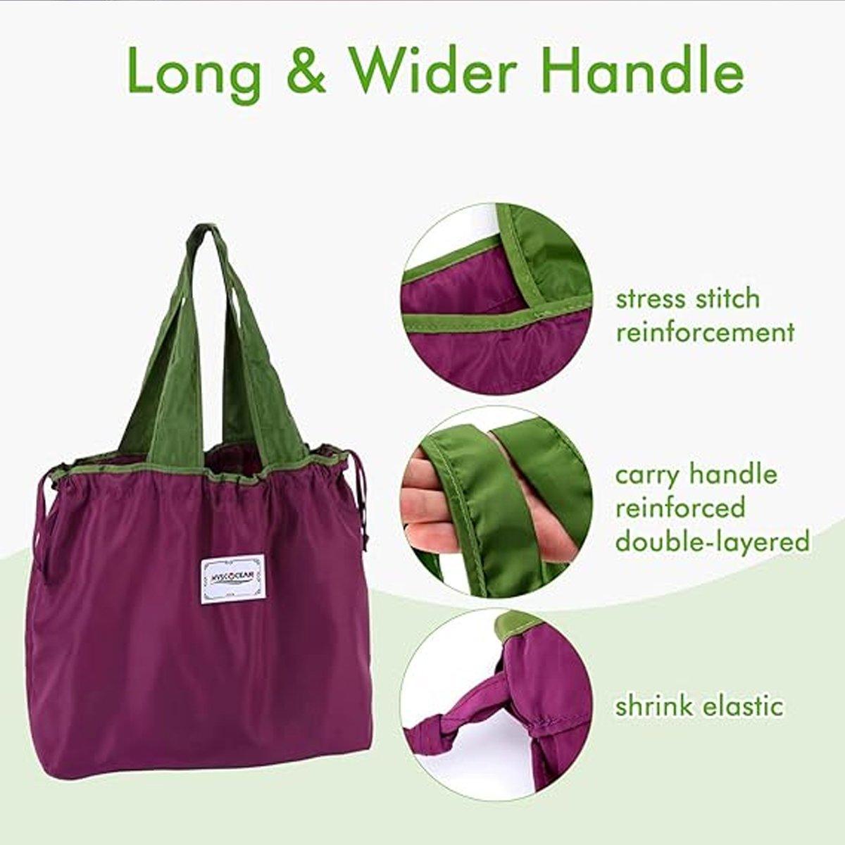 Ultra-Light Foldable Large Capacity Portable Shopping Bag with Drawstring Mouth - Royal Blue - L