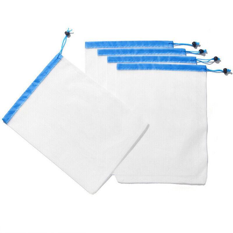 Up 15X Eco Friendly Reusable Mesh Produce Bags Superior Double Stitched Strength - 5PCS Small Red